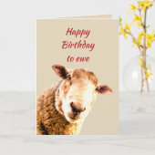 Happy Birthday Ewe Funny Sheep Animal Humor Kaart (Gele Bloem)