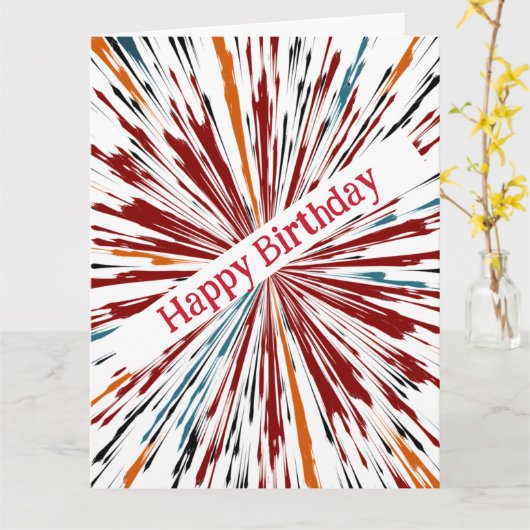 Happy Birthday Explosive Colors Kaart (Gele Bloem)