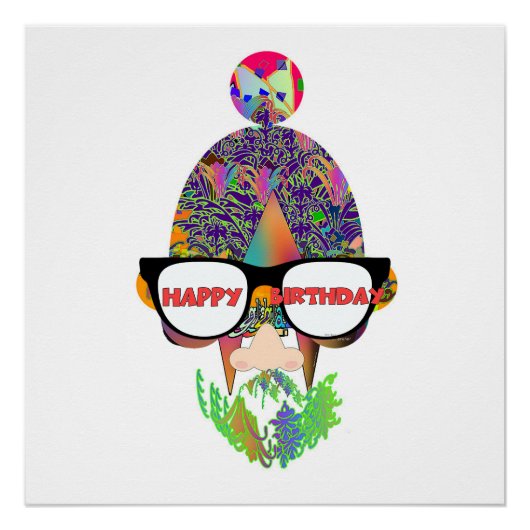 Happy Birthday Eyeglasses Nieuwheid Perfect Poster (Voorkant)