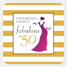 Happy Birthday Fabulous at 50 Gold Pink