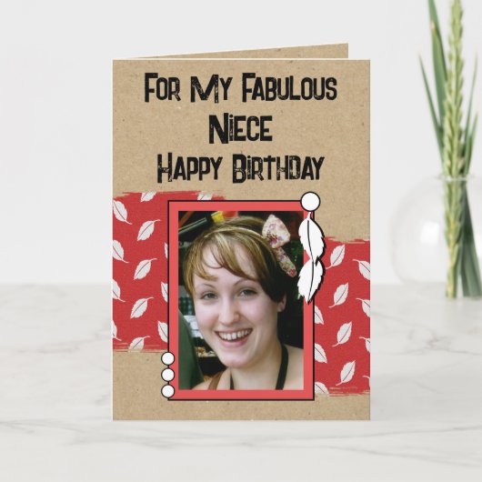 Happy Birthday fabulous niece voeg rood foto toe Kaart (Voorkant)
