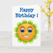 "HAPPY BIRTHDAY FACE FLOWER KAART (Gele Bloem)