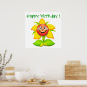 "HAPPY BIRTHDAY FACE FLOWER POSTER (Keuken)