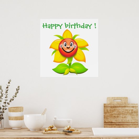 "HAPPY BIRTHDAY FACE FLOWER POSTER (Keuken)