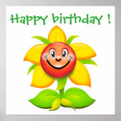 "HAPPY BIRTHDAY FACE FLOWER POSTER (Voorkant)