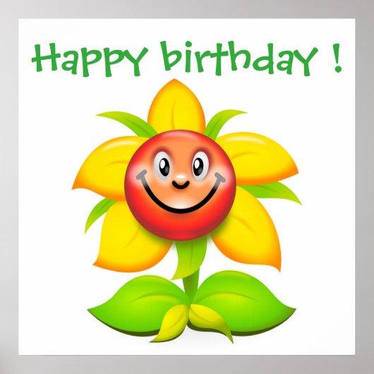 "HAPPY BIRTHDAY FACE FLOWER POSTER (Voorkant)