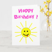 "HAPPY BIRTHDAY FACE SUNSHINE KAART (Gele Bloem)