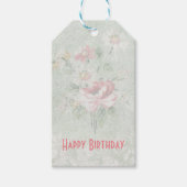 Happy Birthday Faded Rozen Shabby  Design Cadeaulabel (Voorkant)