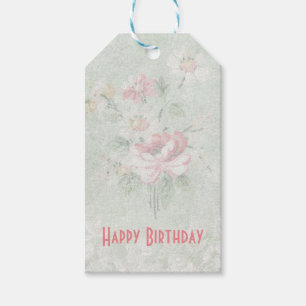 Happy Birthday Faded Rozen Shabby  Design Cadeaulabel