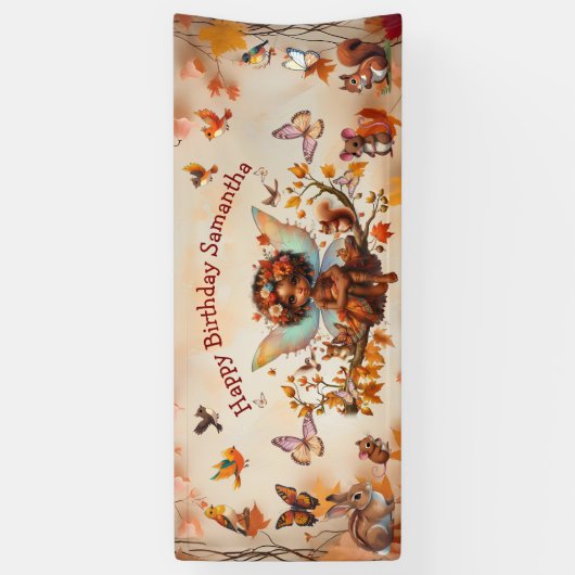 Happy Birthday Fairy Enchanted Forest Spandoek (Verticaal)