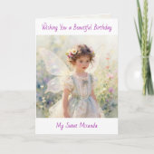 Happy Birthday Fairy Floral Themed Personalized  Kaart (Voorkant)