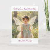 Happy Birthday Fairy Themed Personalized Girl's  Kaart (Voorkant)
