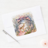 Happy Birthday Fairy Vintage Girl Square Sticker (Envelop)