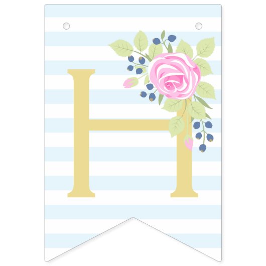 Happy Birthday Fancy Roos Blueberry Bunting Banner (Tweede vlag)