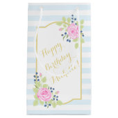 Happy Birthday Fancy Rozen Blueberry Gift Bag Klein Cadeauzakje (Voorkant)