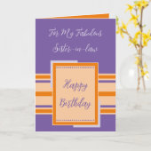 Happy Birthday fantastische schoonzus paarse Kaart (Gele Bloem)