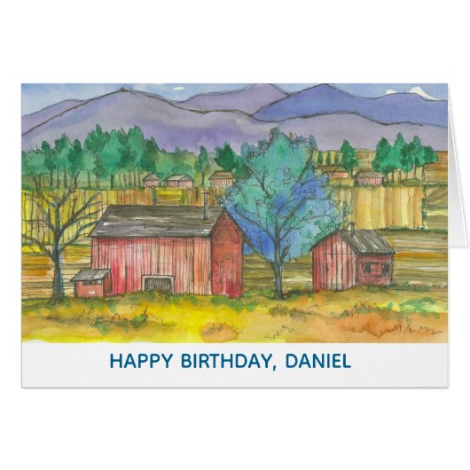 Happy Birthday Farmer Barns Fields Custom Name (Voorkant Horizontaal)