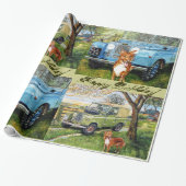Happy Birthday Farming Theme Cadeaupapier (Uitgerold)