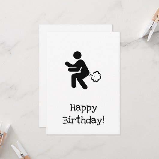 Happy Birthday Fart Card - hoop dat het een echte Kaart (Voorkant / Achterkant in situ)