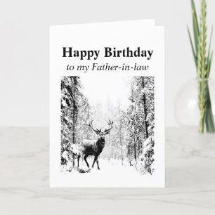 Happy Birthday Father-in-law Vintage Stag, Deer Kaart