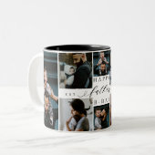Happy Birthday Father Photo Collage Gift Keepsake Tweekleurige Koffiemok (Voorkant links)
