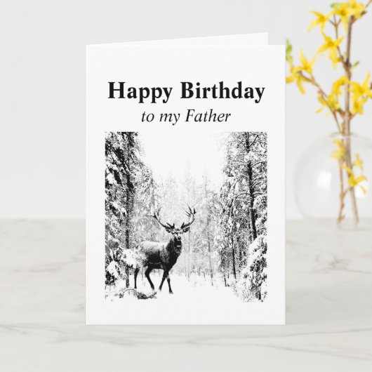 Happy Birthday Father  Stag, Deer Kaart (Gele Bloem)