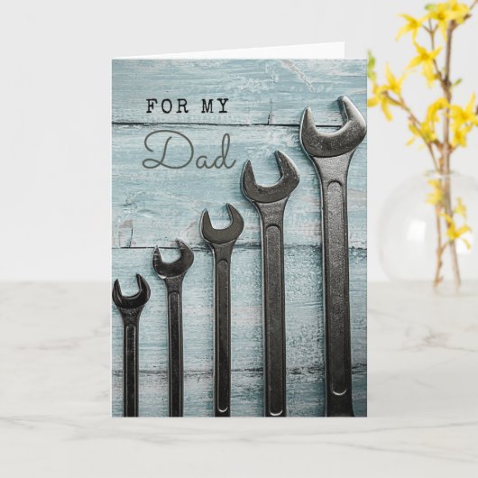 Happy Birthday Fathers Day Dad Tools Wenskaart Kaart (Gele Bloem)