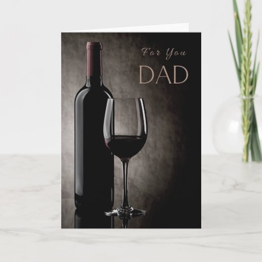 Happy Birthday Fathers Day Red Wine Wenskaart Kaart (Voorkant)