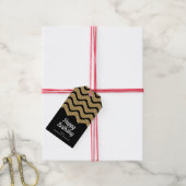Happy Birthday Faux Gold Glitter Black Cadeaulabel (Met Touw)