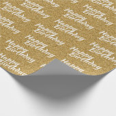 Happy Birthday Faux Gold Glitter Cadeaupapier (Hoek)