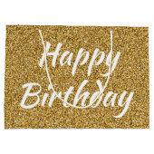 Happy Birthday Faux Gold Glitter Groot Cadeauzakje (Achterkant)