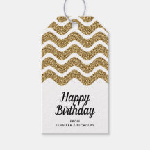 Happy Birthday Faux Gold Glitter White