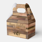 Happy Birthday Faux Wood met Laurel Favor Box Bedankdoosjes (Voorkant Zijde)