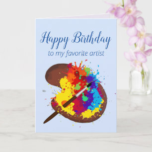 Happy Birthday Favoriete artiest Colorful Paint ar Kaart