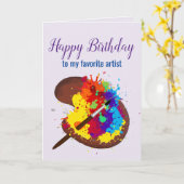 Happy Birthday Favoriete artiest Colorful Paint ar Kaart (Gele Bloem)