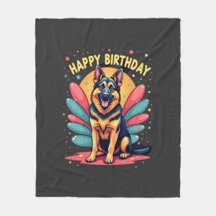 Happy Birthday-feest Duitscher Schaapherder Shep C Fleece Deken