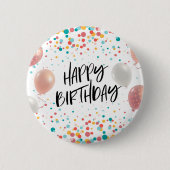 Happy Birthday-feest Ronde Button 5,7 Cm (Voorkant)