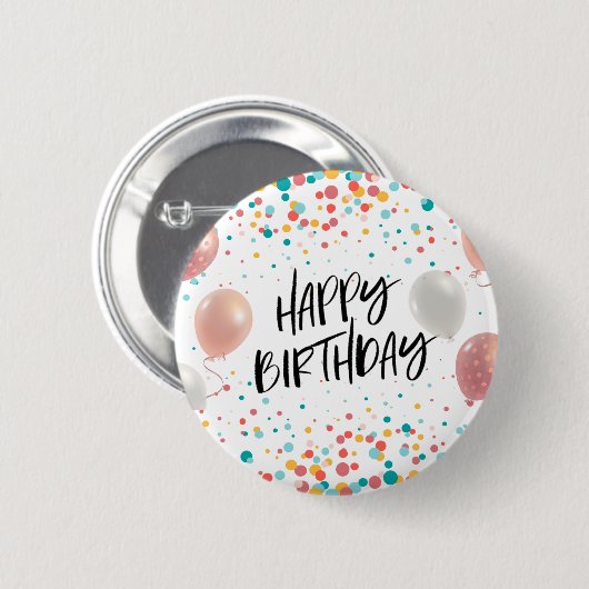 Happy Birthday-feest Ronde Button 5,7 Cm (Voorkant /achterkant)