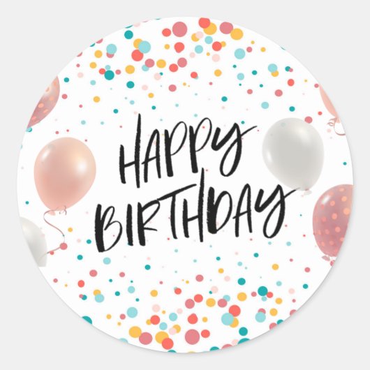 Happy Birthday-feest Ronde Sticker (Voorkant)