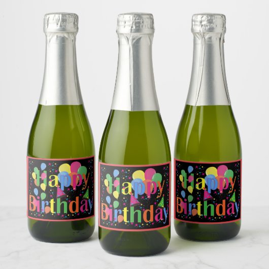 Happy Birthday-feest Sparkling Wijnetiket (Flessen)