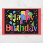 Happy Birthday-feest Sparkling Wijnetiket (Enkel label)