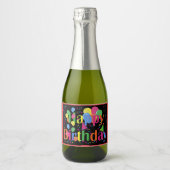 Happy Birthday-feest Sparkling Wijnetiket (Voorkant)