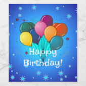 Happy Birthday-feest Wijn Etiket (Enkel label)