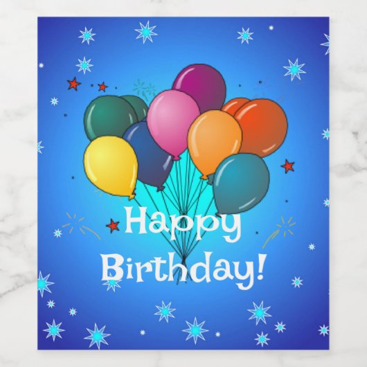 Happy Birthday-feest Wijn Etiket (Enkel label)