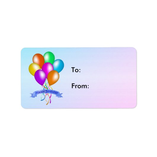 Happy Birthday feestballonnen meerdere kleuren Etiket (Voorkant)