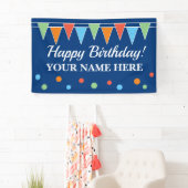 Happy Birthday feestbanner met bundelvlaggen Spandoek (Insitu)