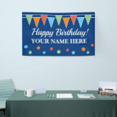Happy Birthday feestbanner met bundelvlaggen Spandoek (Beurs)
