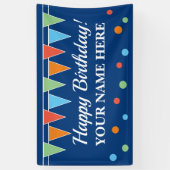 Happy Birthday feestbanner met bundelvlaggen Spandoek (Verticaal)