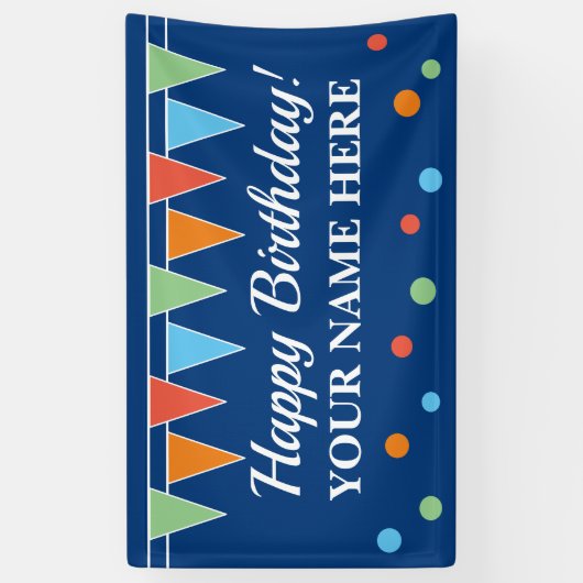 Happy Birthday feestbanner met bundelvlaggen Spandoek (Verticaal)