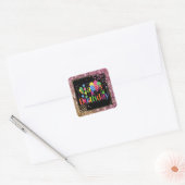 Happy Birthday-feestdag glitter Vierkante Sticker (Envelop)